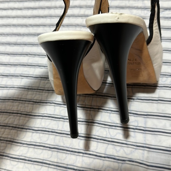 BALLIN open toe white and black with ribbons heel size Euro 37.5 US size 7.5 - Picture 8 of 16